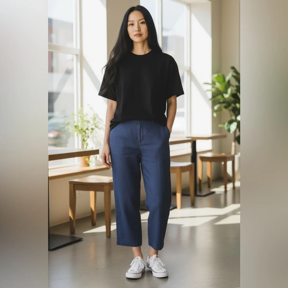 Vince Straight-Leg Pants in Navy Blue